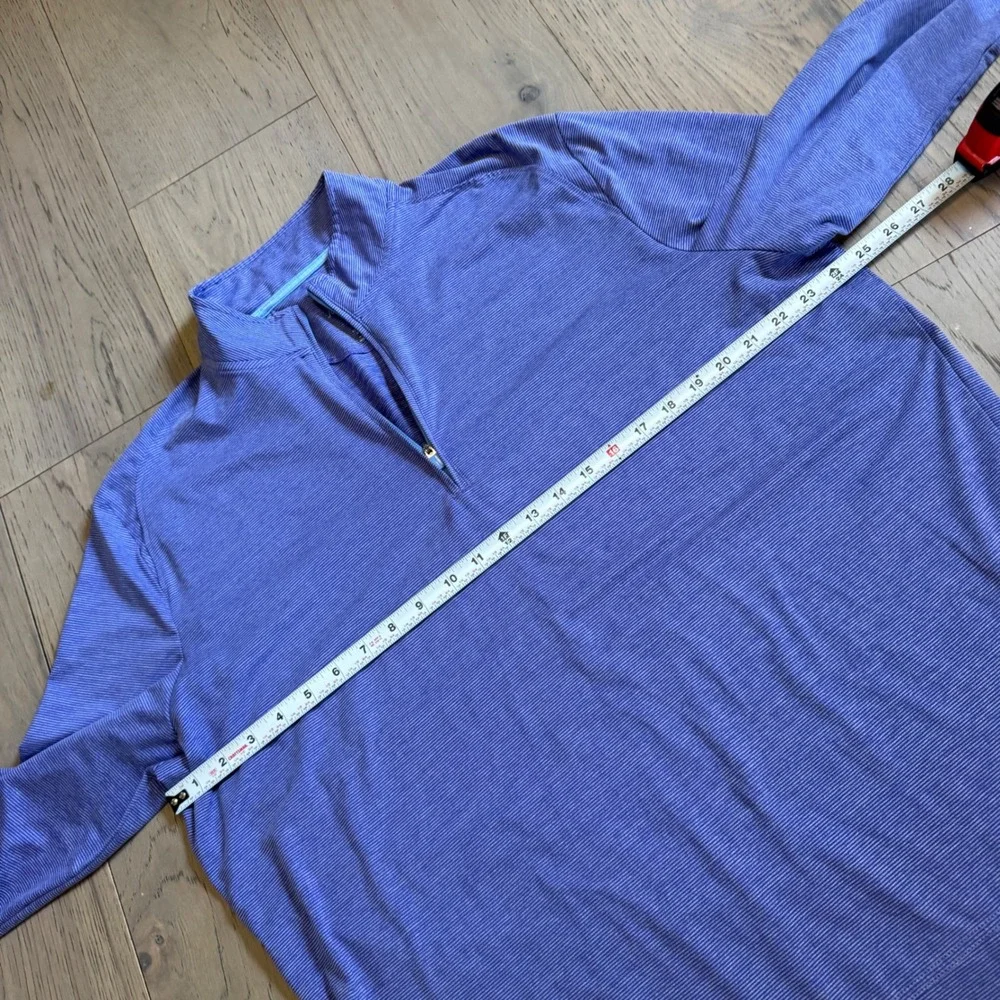 Johnnie-O Vaughn Mens XL Pompei Blue Micro Stripe Quarter Zip Pullover JMKO1890